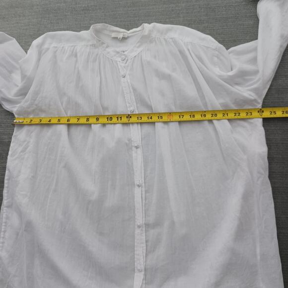 Skin Worldwide Tunic Blouse Womens White Size 0 Button Up Lightly Sheer Flowy - Picture 9 of 12